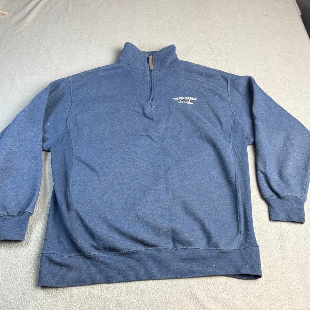 Outfitter Trading Co Mens Large Blue Breckenridge Colorado 1/4 Zip Fleece L